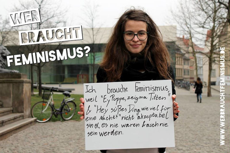 Fotoaktion "Wer braucht Feminismus?" von queer_einsteigen und der Heinrich-Böll-Stiftung Sachsen-Anhalt