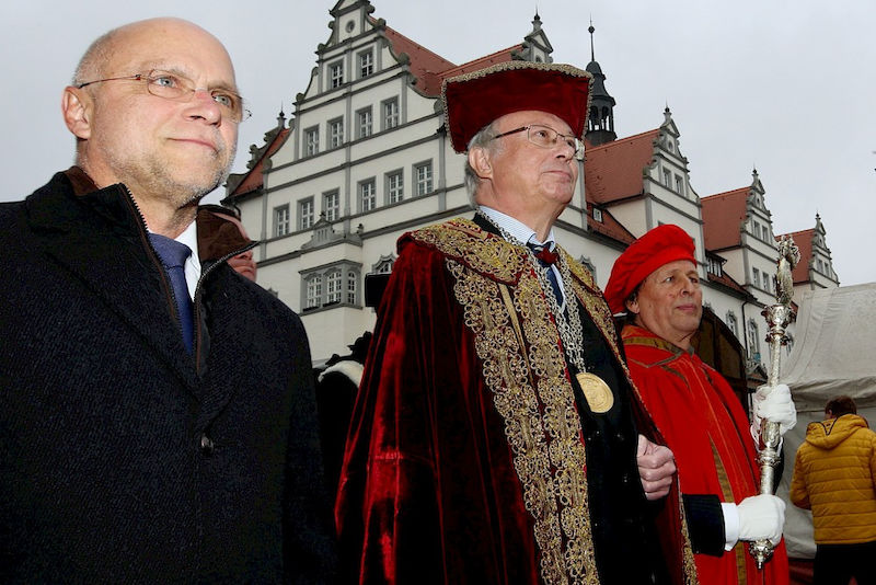 Von links: Der Wittenberger Bürgermeister Jochen Kirchner, Rektor Udo Sträter und Ralf-Torsten Speler.