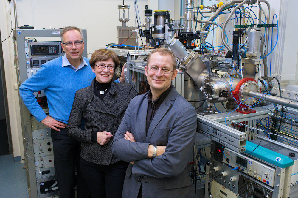 Thomas Thurn-Albrecht, Ingrid Mertig and Georg Woltersdorf (from left to right) head three collaborative research centres at the Institute of Physics.
