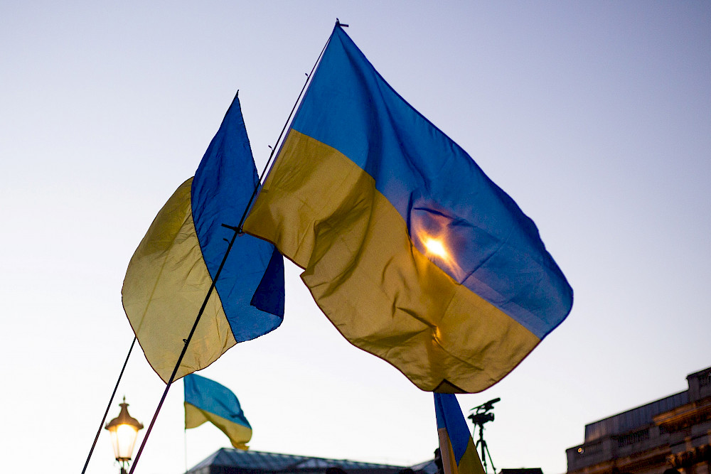 Ukrainische Nationalflaggen - die Farbgebung hat eine lange Geschichte, seit der Unabhängigkeit 1991 wird sie wieder genutzt.