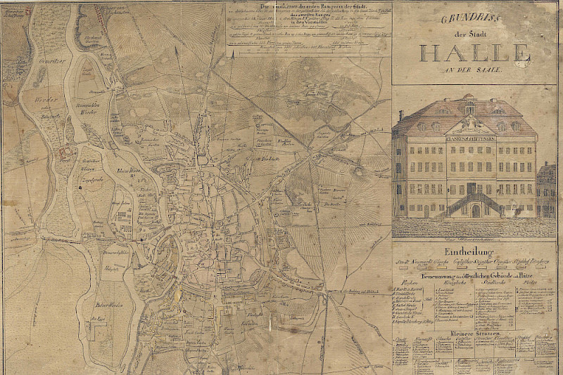 Einer der digitalisierten Stadtpläne von Halle - er stammt aus dem Jahr 1820.