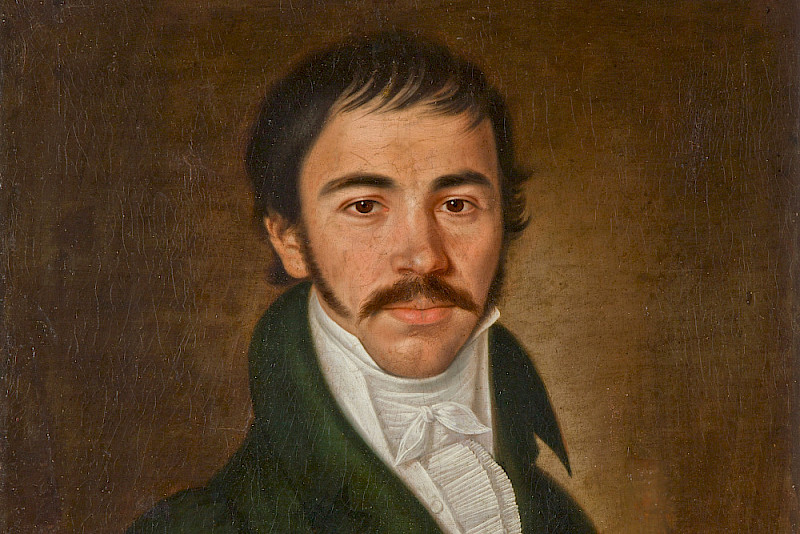 Der junge Vuk Stefanović Karadžić im Jahr 1816 auf einem Gemälde des Künstlers Pawel Burković