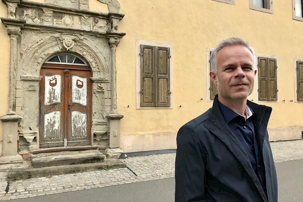 Tore Renberg während seiner Recherchereise im Jahr 2018 - hier in Greitschütz, einem Ortsteil von Elstertrebnitz